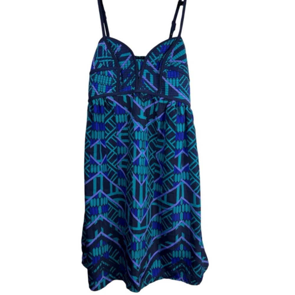 Xhilaration Boho Tribal Print Mini Dress Blue Purple Geometric Sleeveless M